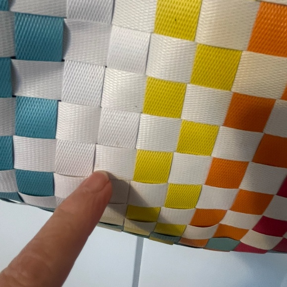 KATE SPADE Multicolor Basket Weave Woven Rainbow Beach Tote LargeShopping Bag - Picture 7 of 13